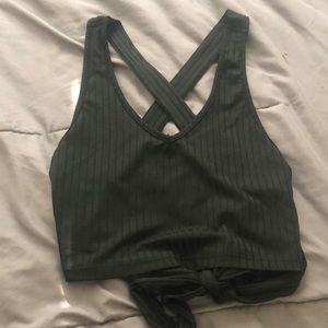 Halter cross-back black tank top
